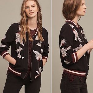 ANTHRO Elevenses Solstice Embroidered Bomber Black